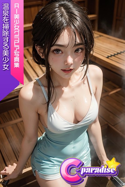 温泉を掃除する美少女 AI美小女グラビア写真集【C-Paradise】|C-Paradise-写真集