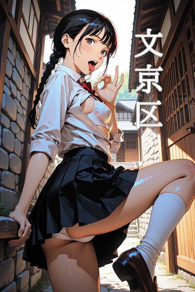 東京禁断スクールガール:文京区 ー艶黒髪のおさげ、路地裏に乱れる優等生ー|シナリオ・フレーム-フルカラー