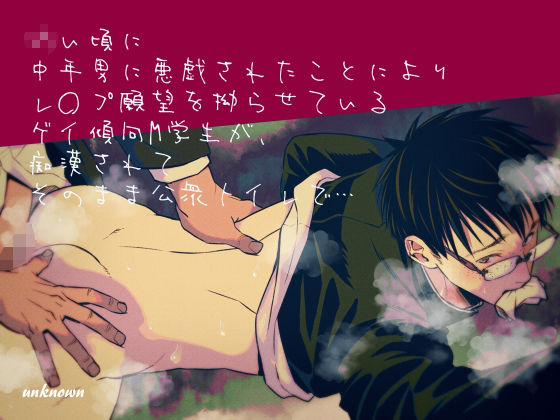 |◯い頃に中年男に悪戯されたことによりレ〇プ願望を拗らせているゲイ傾向M学生が、痴●されてそのまま公衆トイレで…❤BL（ボーイズラブ）【アンノウン】