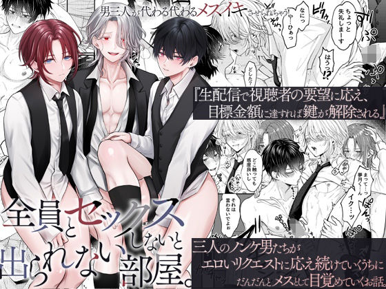 |全員とセックスしないと出られない部屋。男三人が代わる代わるメスイキさせられちゃう！❤BL（ボーイズラブ）【OL】