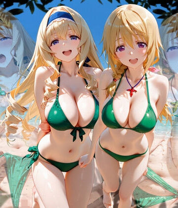 ちこりこ【ビーチで出会った美女をナンパしてメス堕ちさせた話 I○】変身ヒロイン❤