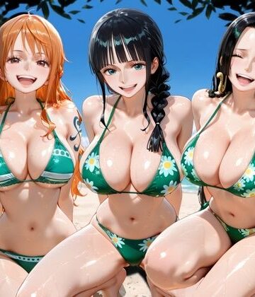 ちこりこ【ビーチで出会った美女をナンパしてメス堕ちさせた話 ワ○ピース】変身ヒロイン❤