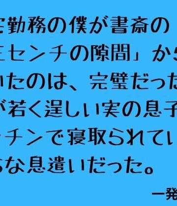 一発書房【在宅勤務の僕が書斎の「三センチの隙間」から聞いたのは、完璧だった妻が若く逞しい実の息子にキッチンで寝取られていく淫らな息遣いだった。】ノベル❤