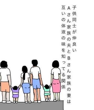 N-zumi-ha【子供同士が仲良いAさん家族の夫とBさん家族の妻は互いの体液の味を知ってる関係】熟女❤