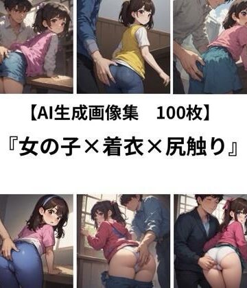 健全地帯【【AI 生成画像集/100枚】女の子×着衣×尻触り】イラスト・CG集❤