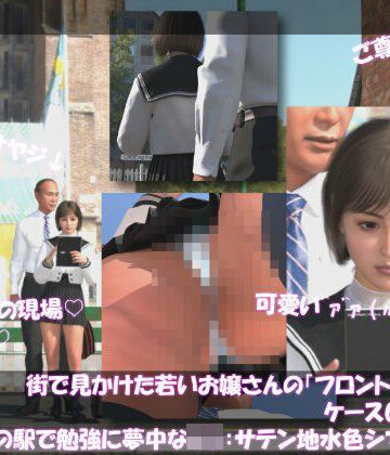 Libido-Labo【街で見かけた若いお嬢さんの盗撮被害:（ケース001_PV04フロントサテン地-水色シマシマパンティ:早朝の駅で勉強に夢中なJ○）】3DCG❤